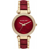 Michael Kors Parker Mother of Pearl Red Dial Two Tone Steel Strap Watch for Women - MK6427