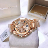 Michael Kors Bradshaw Chronograph Rose Gold Dial Rose Gold Steel Strap Watch For Women - MK6321