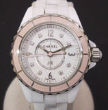 Chanel J12 Quartz Diamonds Ceramic White Dial White Steel Strap Watch for Women - J12 H4466