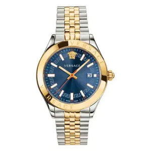 Versace Hellenyium Quartz Blue Dial Two Tone Steel Strap Watch For Men - VEVK00520