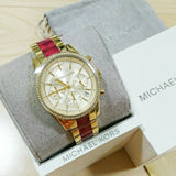 Michael Kors Ritz Chronograph Gold Dial Two Tone Steel Strap Watch For Women - MK6517