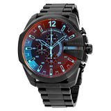 Diesel Mega Chief Chronograph Black Dial Black Steel Strap Watch For Men - DZ4318