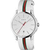 Gucci G Timeless Quartz White DIal White NATO Strap Watch For Men - YA126322