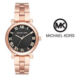 Michael Kors Noire Black Dial Rose Gold Steel Strap Watch for Women - MK3585