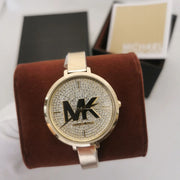 Michael Kors Parker Crystals Gold Dial Gold Steel Strap Watch For Women - MK4469