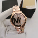 Michael Kors Runway Mercer Quartz Rose Gold Dial Rose Gold Steel Strap Watch For Women - MK6736