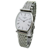 Longines La Grande Classique de Longines Tonneau White Dial Silver Steel Strap Watch untuk Wanita - L4.205.4.11.6