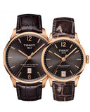 Tissot T Classic Chemin Des Tourelles Powermatic 80 Brown Dial Brown Leather Strap Watch for Men - T099.407.36.447.00