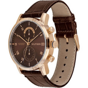 Tommy Hilfiger Kane Brown Dial Brown Leather Strap Watch for Men - 1710400