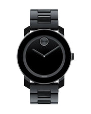 Movado Bold Black Dial Black Steel Strap Watch For Men - 3600047