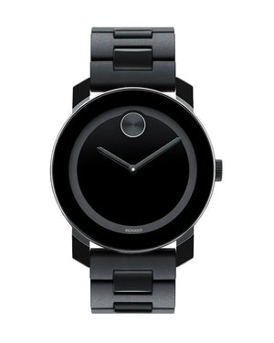 Movado Bold Black Dial Black Steel Strap Watch For Men - 3600047