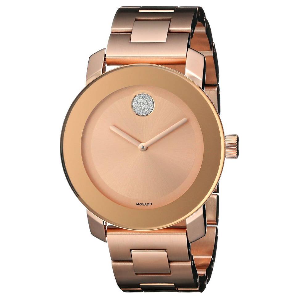 Movado Bold Rose Gold Dial Rose Gold Steel Strap Watch for Women