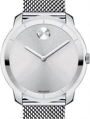 Movado Bold Silver Dial Silver Mesh Bracelet Watch For Men - 3600260