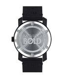 Movado Bold Black Dial Black Leather Strap Watch For Men - 3600306