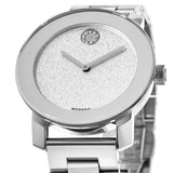 Movado Bold Crystal Dot Silver Dial Silver Steel Strap Watch For Women - 3600334