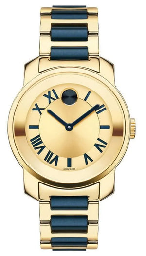 Movado Bold Yellow Gold Dial Two Tone Steel Strap Watch for Women - 3600355