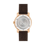 Movado Bold Rose Gold Dial Brown Leather Strap Watch For Women - 3600438