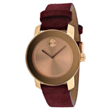 Movado Bold Rose Gold Dial Red Leather Strap Watch for Women - 3600447