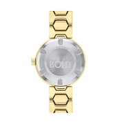 Movado Bold Crystal Gold Dial Gold Steel Strap Watch For Women - 3600492