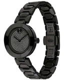 Movado Bold Crystals Black Dial Black Steel Strap Watch for Women - 3600576