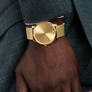 Movado Bold Gold Dial Gold Mesh Bracelet Watch For Men - 3600373
