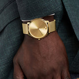 Movado Bold Gold Dial Gold Mesh Bracelet Watch For Men - 3600373