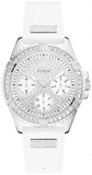 Guess Frontier Diamonds Silver Dial White Rubber Strap Watch For Women - W1160L4