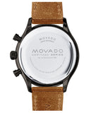 Movado Heritage Calendoplan Chronograph Black Dial Brown Leather Strap Watch for Men - 3650022