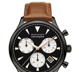 Movado Heritage Calendoplan Chronograph Black Dial Brown Leather Strap Watch for Men - 3650022