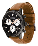 Movado Heritage Calendoplan Chronograph Black Dial Brown Leather Strap Watch for Men - 3650022