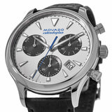 Movado Heritage Calendoplan Chronograph Silver Dial Black Leather Strap Watch for Men - 3650024