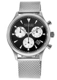 Movado Heritage Calendoplan Chronograph Black Dial Silver Mesh Strap Watch for Men - 3650097