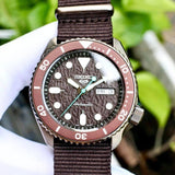 Seiko 5 Sport Automatic Brown Dial Brown Nylon Strap Watch For Men - SRPD85K1