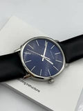 Calvin Klein High Noon Quartz Blue Dial Black Leather Strap Watch for Men - K8M211CN