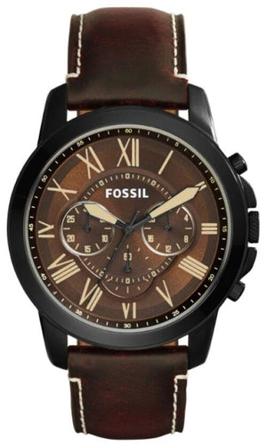 Fossil Grant Chronograph Brown Dial Brown Leather Strap Watch for Men - FS5088