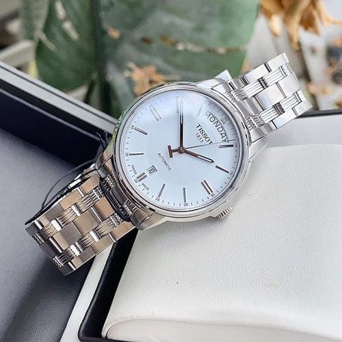 Tissot T Classic Automatic III Day Date White Dial Silver Steel