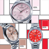 Citizen x Pantone Dreamy Pink Dial Silver Steel Strap Watch For Men - NJ0158-89X