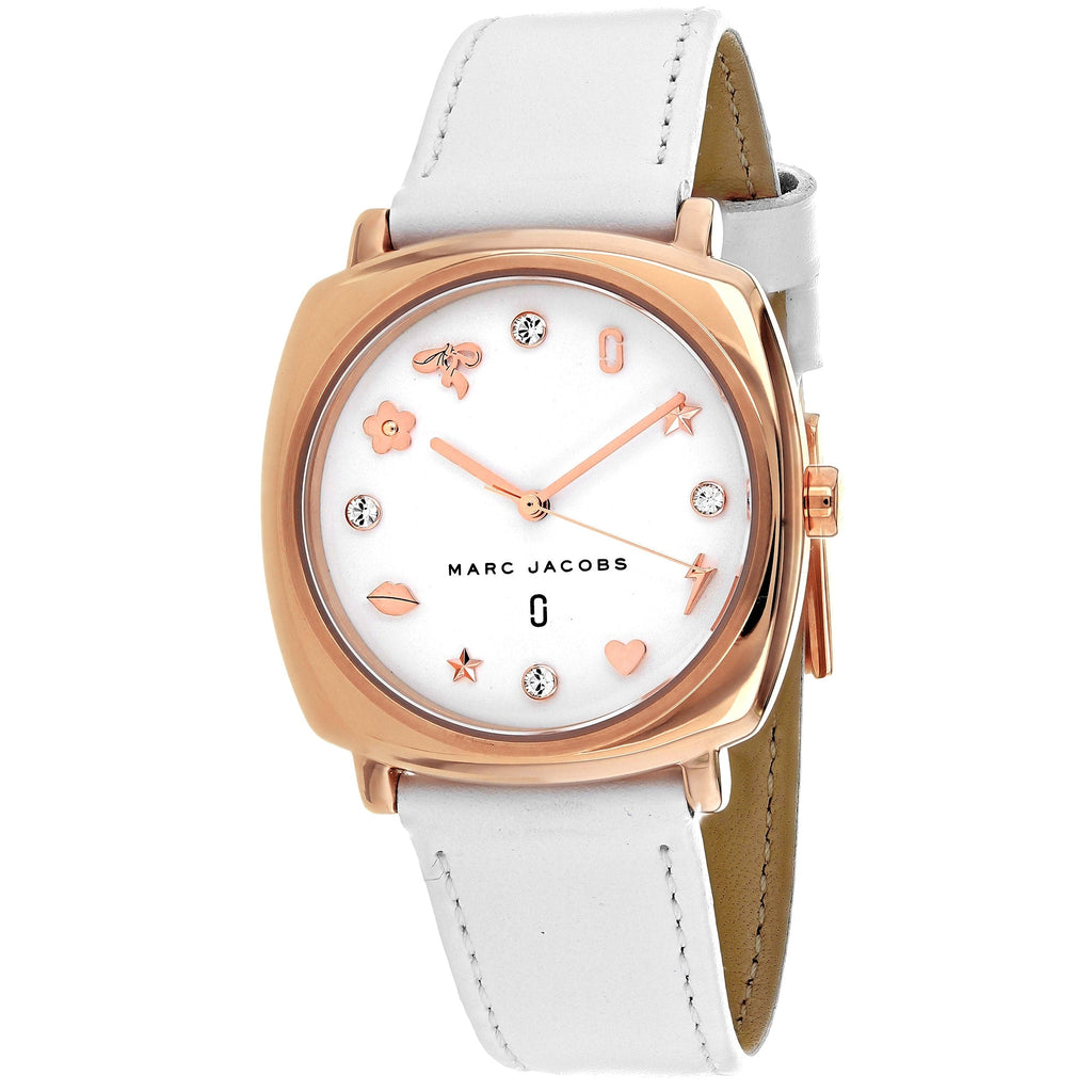 Marc Jacobs Mandy White Dial White Leather Strap Watch for Women