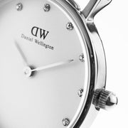 Daniel Wellington Classy Sheffield White Dial Black Leather Strap Watch For Women - DW00100080