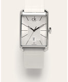 Calvin Klein Window White Dial White Leather Strap Watch for Men - K2M21120