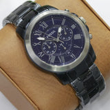 Fossil Grant Chronograph Blue Dial Blue Steel Strap Watch for Men - FS5230