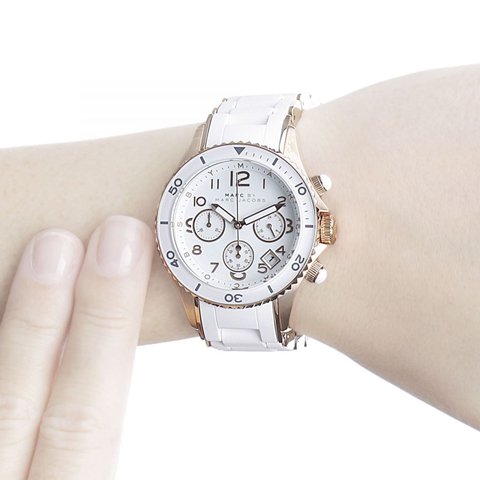 Marc by Marc Jacobs‎ Women\'s Rock Chronograph White Dial Strap Watch MBM2547 Marc by Marc Jacobs ladies watch Rock chronograph... | Depop main image 4