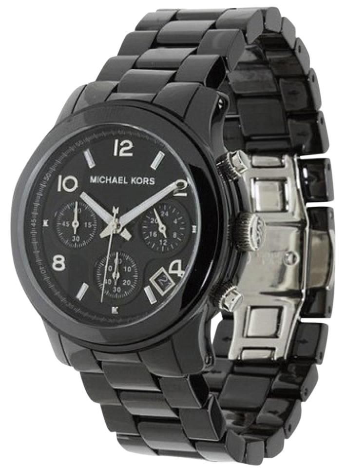Michael Kors Runway Black Ceramic Dial Black Steel Strap Watch for Women - MK5162
