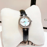 Gucci Diamantissima Diamonds Mother of Pearl Dial Black Leather Strap Watch For Women - YA141511