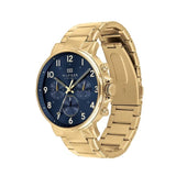 Tommy Hilfiger Daniel Blue Dial Gold Steel Strap Watch for Men - 1710384