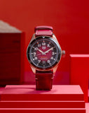 Tag Heuer Autavia Calibre 5 Chinese New Year Maroon panggil Maroon Leather Strap Watch untuk Pria - WBE5193.FC8300
