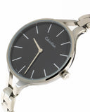 Calvin Klein Graphic Black Dial Silver Steel Strap Watch for Women - K7E23141