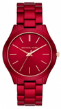 Michael Kors Slim Runway Red Dial Red Steel Strap Watch For Women - MK3895