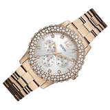 Guess Dazzler Diamonds Silver Dial Rose Gold Steel Strap Watch for Women - W0335L3