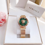 Versace Palazzo Empire Greca Green Dial Gold Mesh Bracelet Watch for Women - VEDV00819